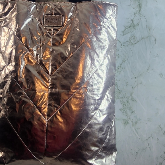 Victoria's Secret Shiny Rose Gold Color Tote - Picture 4 of 13